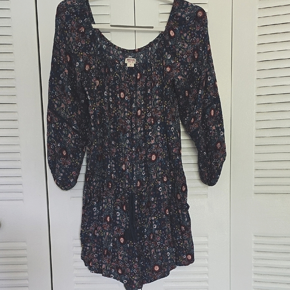 Floral Print Romper With Pockets